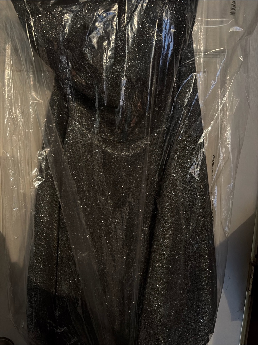 Sparkle Black Strapless Fit-and-Flare Dress
